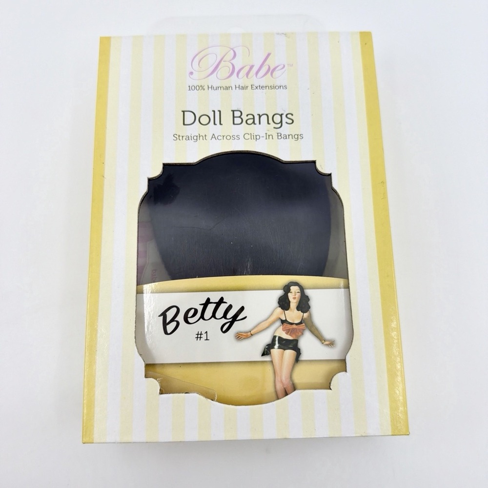 Babe 100% Human Hair Extension Doll Straight Across Clip In Bangs Betty 1 Black